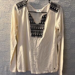INSTINCT Boho Chic Embroidered Women's long sleeve top Cream and Black